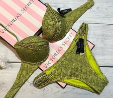 Victoria's Secret Swim Hardware Bikini Push Up Top Brazilian Limelight Dots