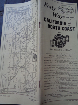1923 Chicago Northwestern Railway Forty Ways To California/North Coast Guide MAP
