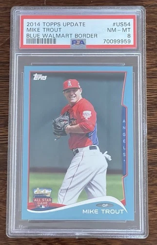 2014 TOPPS UPDATE MIKE TROUT BLUE WALMART BORDER  #US54 PSA 8