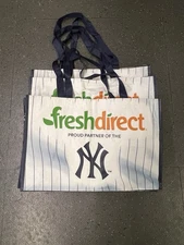 NY Yankees Fresh Direct Reusable Shopping bags (3) 12x18x12