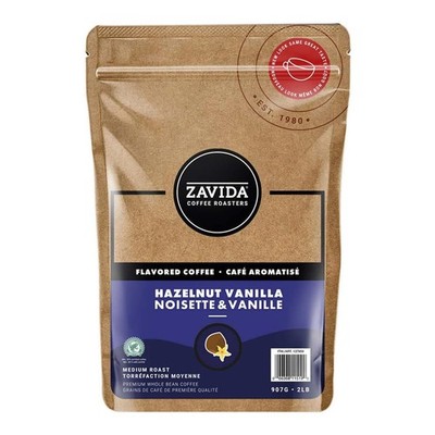 Zavida Hazelnut Vanilla Whole Bean Coffee, 2 LB