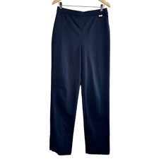 St John Sport High Rise Ankle Zip Pant Women 8 Navy Blue Stretch Cotton Trouser