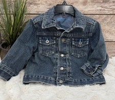 Oshkosh Denim Distressed Jean Jacket Genuine Kids 18 Mo TD Snap Button 2011 EXCL
