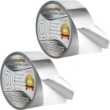 2PCS Premium Aluminum Foil Tape, Silver Metal Duct Tapes 2" x65Feet,3.9mil ...