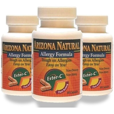 Arizona Natural Allergy Formula 60 Capsules Ester-C Relief 3 Pack