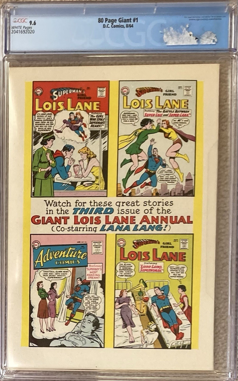 SUPERMAN ANNUAL # 1 DC 1964 COMICS 80 PAGE GIANT Graded CGC 9.6 WHITE ...