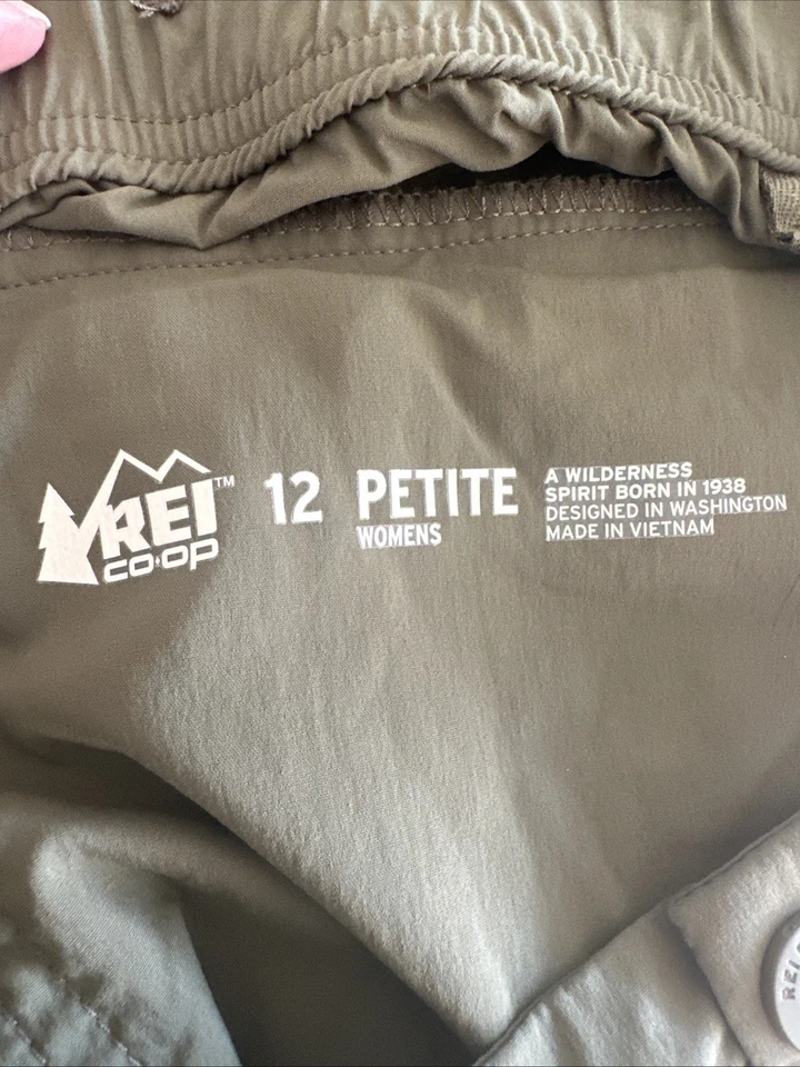 REI Coop Savanna Trails Pants Women’s Green Drawcord Ankle Size 12 Petite - Image 3 of 4