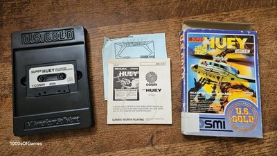 ATARI COMPUTER 800 XL XE - SUPER HUEY #RG11 CIB US GOLD BIG BOX CASSETTE