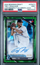 2024 Bowman Chrome Draft Trey Yesavage Green Lava Prospect Autographs /99 MINT