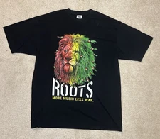 Roots Rasta Lion Graphic T Shirt 3XL Shaka Wear - More Music Less War Reggae JA