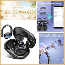 NEW Wireless Earbuds Bluetooth 5.4 75hrs ENC Noise Cancelling IP7 Sport Black
