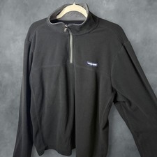 Lands  End black quarter-zip fleece pullover. Simple outdoor and gorpcore style