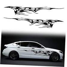 2Pcs 103'' Universal Flame Graphics Car Auto Body Side Sticker Style1 Black