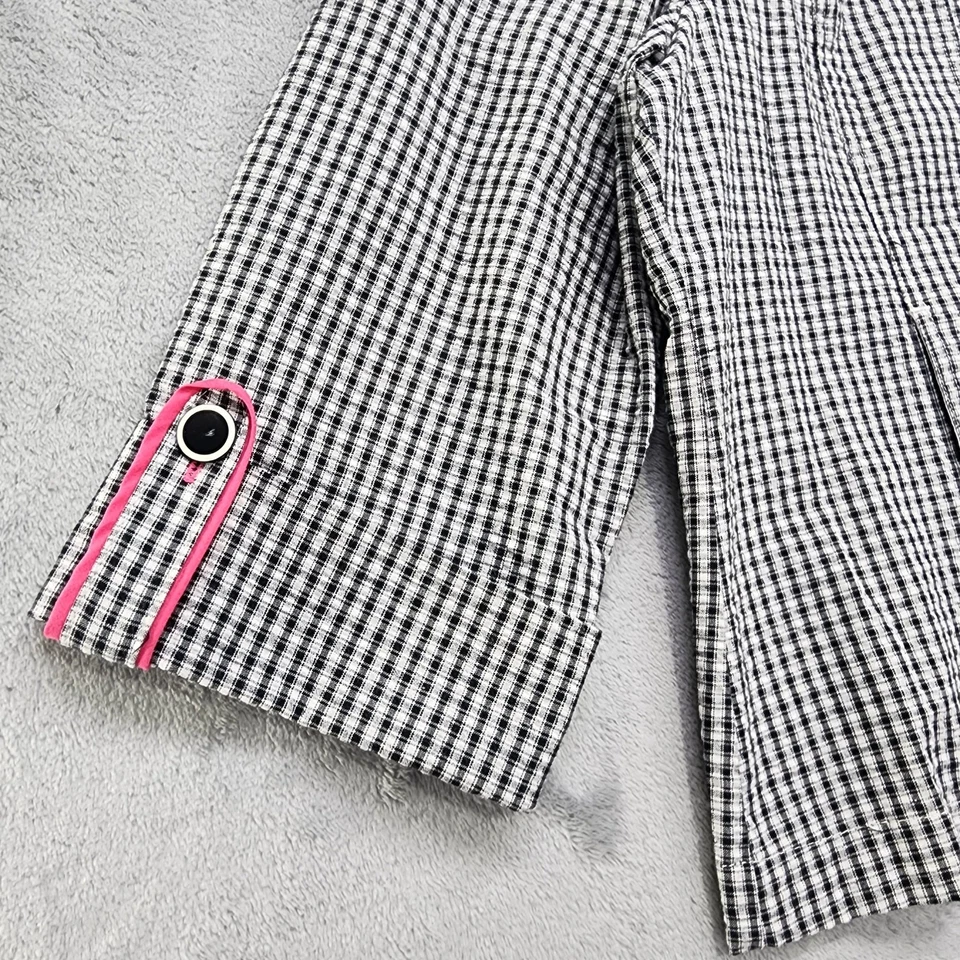 复古 90 年代 Draper's & Damon's 夹克女式 PL PETITE 黑色粉红色格子棉 — 第 3/4 张图片