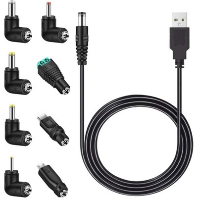 5 V Universal Power Cable USB to DC Cable Charging Cable with 8 Plugs 5.5 mm ...