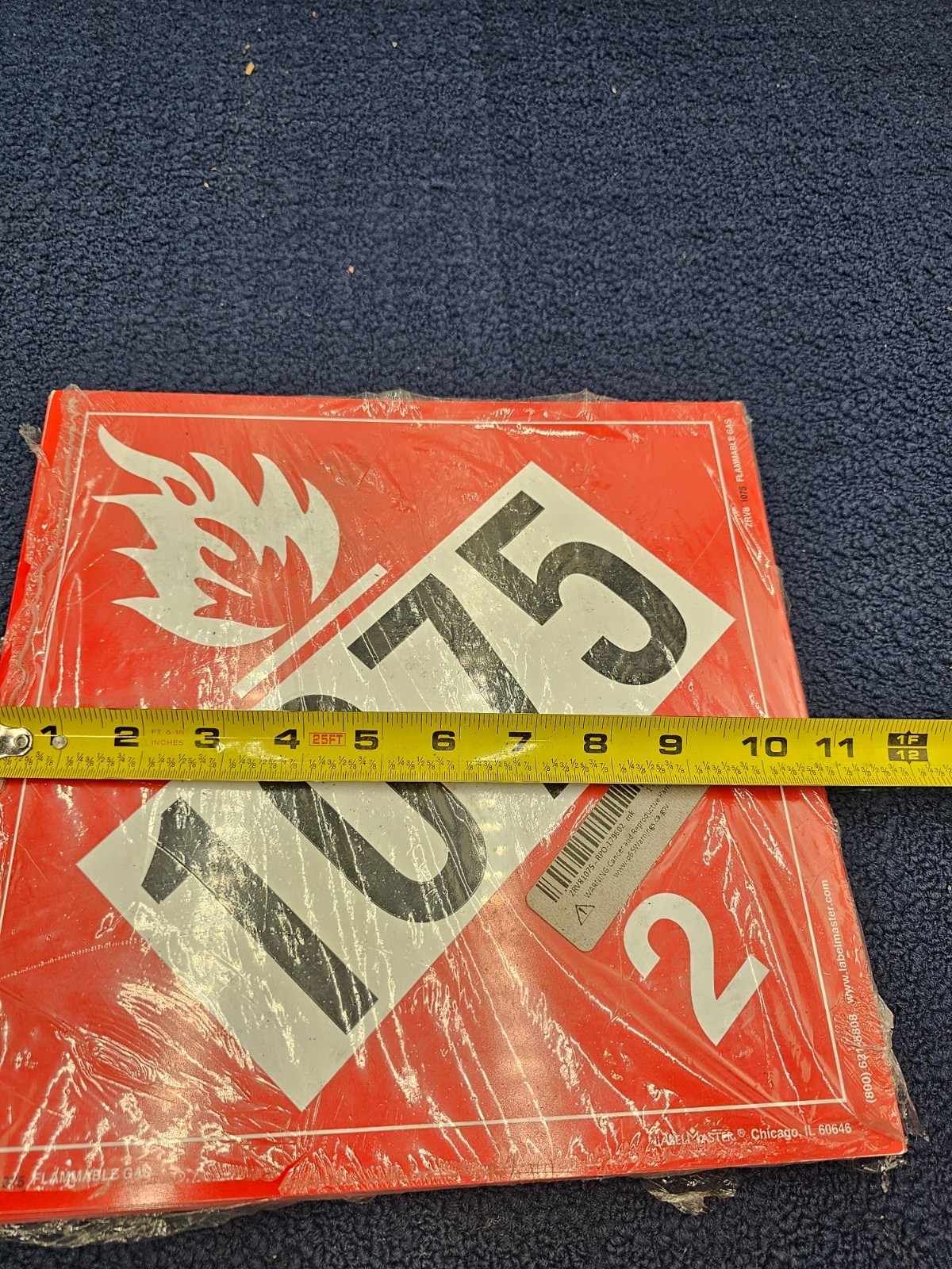(QTY 25) Labelmaster ZRV81075 UN 1075 Flammable Gas Hazmat Placard Rigid Vinyl