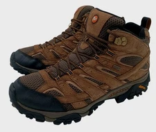 MERRELL 'Moab 2' Mens Sz 11.5 M Brown Suede Leather Waterproof Hiking Boots $140