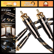 1.5ft Audiophile OCC Stereo RCA Cables - Dual Shielded HiFi Audio Connectors