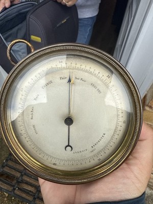 Antikes Aneroid Barometer - Messing Vintage 1890er viktorianisch
