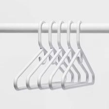 5pk Super Heavyweight Plastic Hanger White - Room Essentials: Heavy Duty Clothes