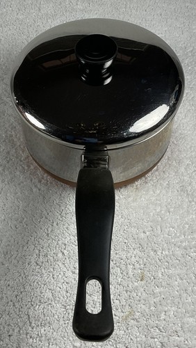 Vintage Revere Ware 2 Quart Pfanne/Topf Edelstahl Kupferboden mit Deckel Clinton, Ill USA - Bild 3 von 22