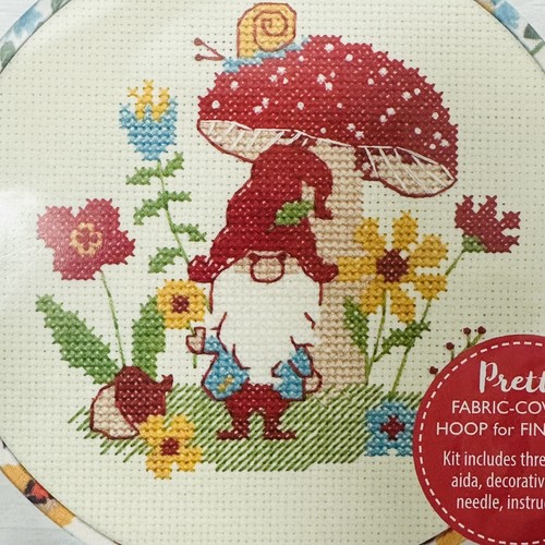 Gnome Dimensions Counted Cross Stitch Kit with Decorative Hoop #72-76315 NEW - Picture 2 of 15