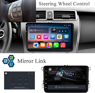 Android Stereo 9'' GPS-Navigation Autoradio 1GB RAM 16GB ROM für VW Volkswagen
