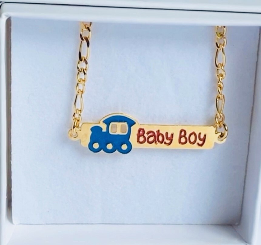18k Gold Plated Train Baby Boy ID Bracelet for Babies & Toddler 5.5" eBay