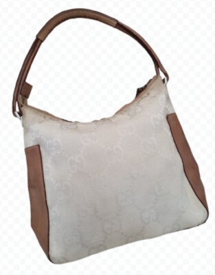 Gucci authentische beige Monogramm kleine Vintage Schultertasche 