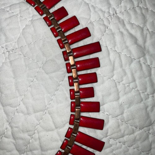 Matisse Vintage 50s necklace red copper collar MCM - Picture 3 of 11