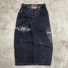 NEW UNISEX JNCO HIP-HOP BAGGY CASUAL SKATEBOARD DENIM RETRO WIDE LEG PANTS UK