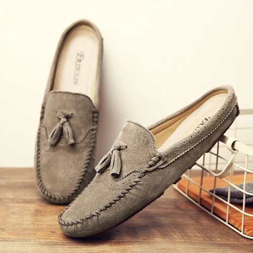 Nuevo Hombre Media Zapatilla Sin Cordones Mocasines Cómodos Planos Deslizables Informales Zapatos 44 - Imagen 5 de 15