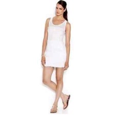 Rachel Roy White Lace Feathered Sleeveless Textured Dress. Size 10