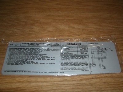 1974 PONTAC FREBRD GTO LEMANS BONNEVLLE 400 ENGNE EMSSON DECAL 1974 PONTAC FREBRD GTO LEMANS BONNEVLLE 400 ENGNE EMSSON DECAL
