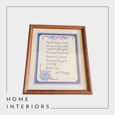 VTG Home Interiors Framed Friendship Poem 11  X 13  DALLAS WOODCRAFT NIB