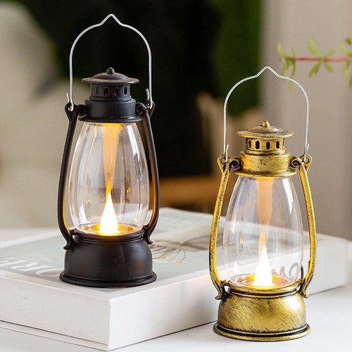 LED Retro Outdoor Camping Kerosene Lamp Portable Lantern Oil Lamp Style Vintage - Picture 6 of 13