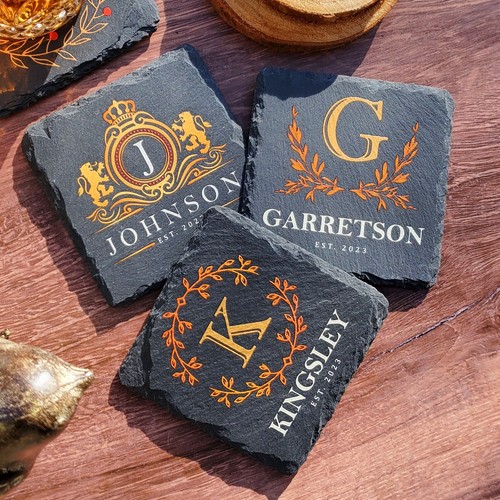 Monograma hecho a medida Personalizado Pizarra Piedra Monograma SLCCT - Imagen 5 de 18