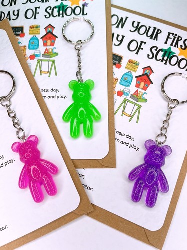 First 1st Day Of School Worry Bear Keyring Starting School Worries Anxiety Gift - Picture 3 of 18