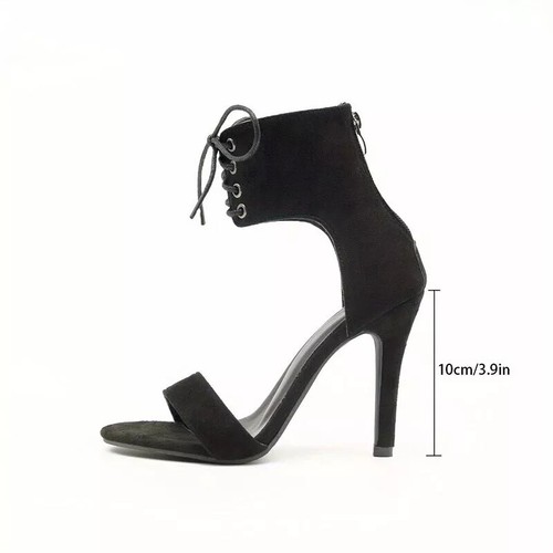 Women Ankle Strap Cross Lace Up Shoes Open Toe High Heels Stiletto Sandals Party - Picture 3 of 9