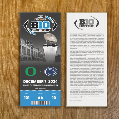 2024 OREGON vs PSU BIG TEN Championship Customizable Commemorative Ticket Stub
