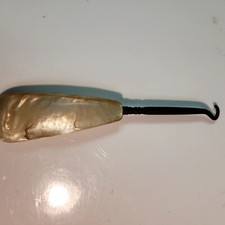 Vintage Mother Of Pearl Boot Button Hook Lady Dresser Attractive 6" Natural