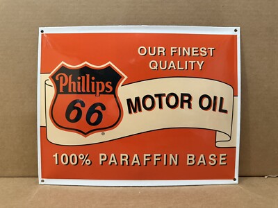 Vintage Porcelain Phillips 66 Motor Oil Sign Gas Paraffin Base Wall ...