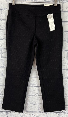 CHARTER CLUB Size 6 Black STRETCH +SLIMMING CAPRI PANTS Diamond Texture - Picture 2 of 12
