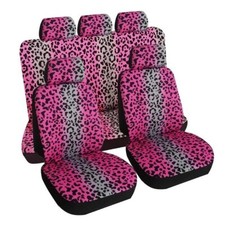 Universal 5 Seats Car Seat Cover Leopard Print Front Rear Full Set Protectors