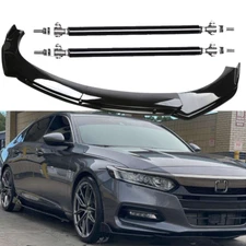 Front Bumper Lip Body Kit Spoiler Splitter Glossy Black For Honda Accord EX-L LX