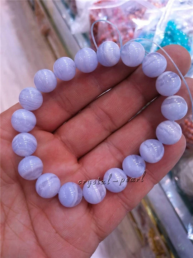 Brazalete Natural Argentina Azul AZUL ENCAJE ÁGATA Piedras Preciosas Cuentas AAA 11-10mm Foto 3 de 3