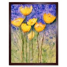 Flower Yellow Tulips 12X16 Inch Framed Art Print