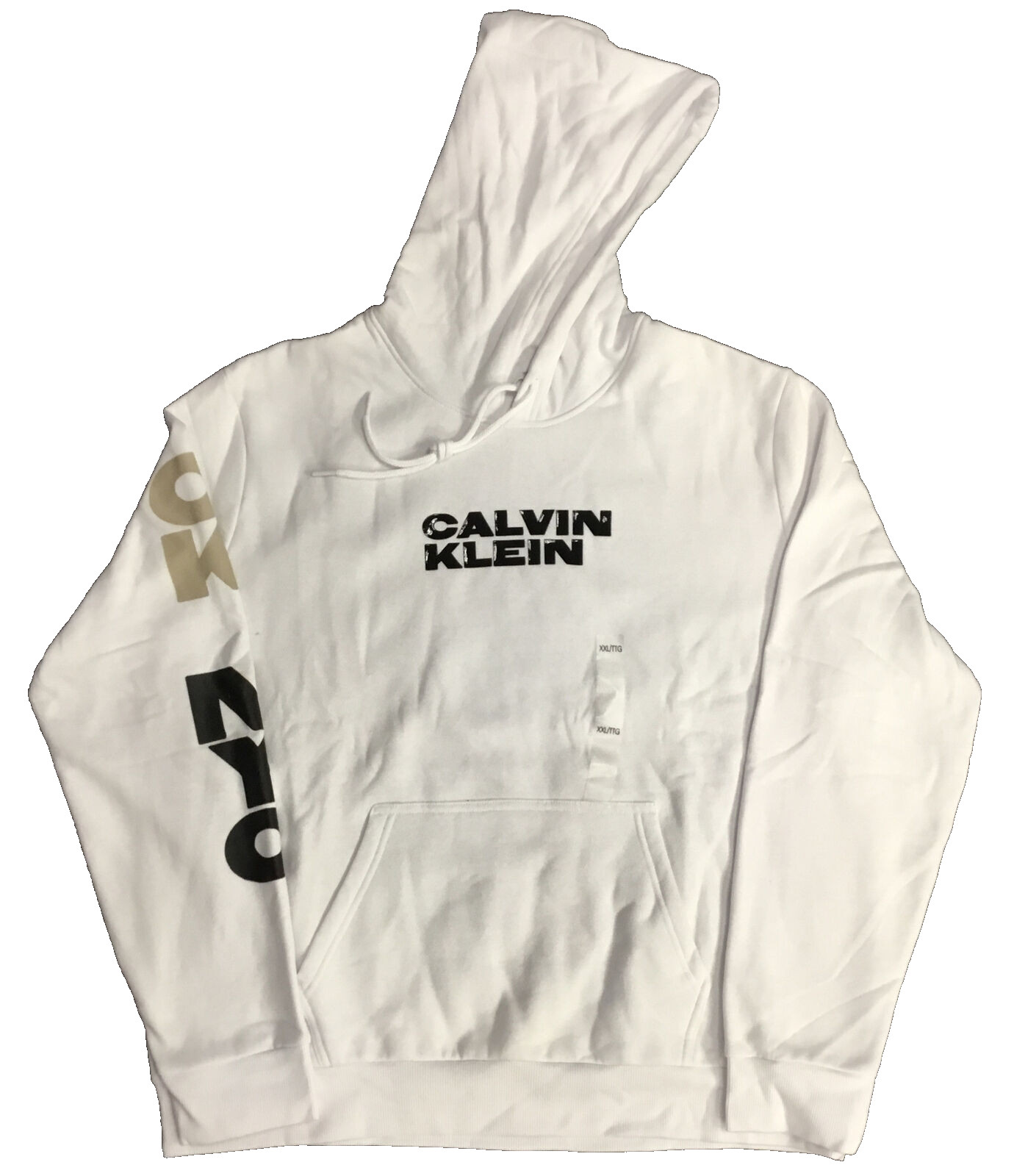 Мужская толстовка с логотипом Calvin Klein свободного кроя на завязках спереди ярко-белая 2XL 8290₽