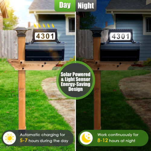 Solar Address Sign 3-Color Lighting Modes Mailbox Number Plaque LED House Number - Picture 5 of 8