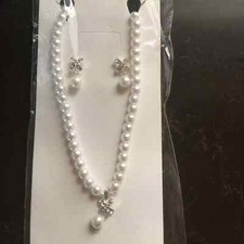 Charlestone faux pearl necklace earrings set